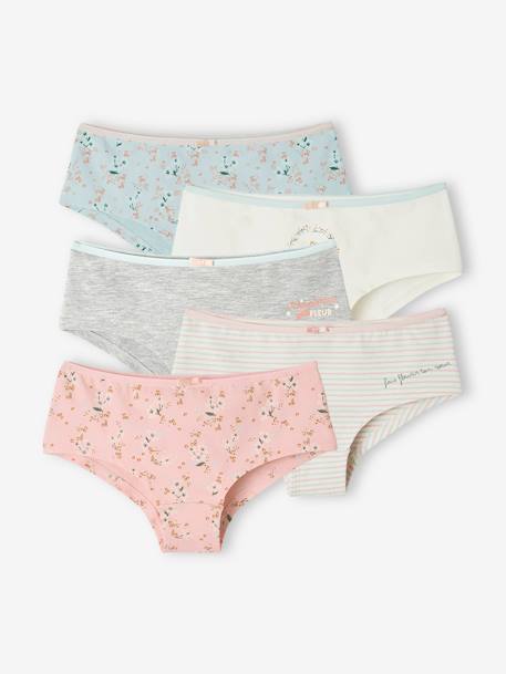 5er-Pack Mädchen Shortys, Blumen Oeko-Tex - pudrig rosa - 1