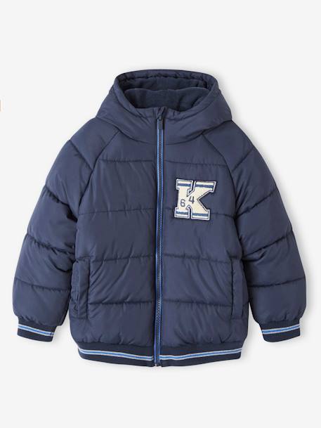 Jungen Steppjacke mit Fleecefutter, Recycling-Polyester - marine+schokolade+tannengrün - 1