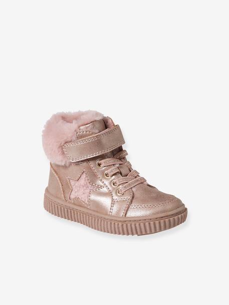 Warme Baby Klett-Sneakers rosa nude 1