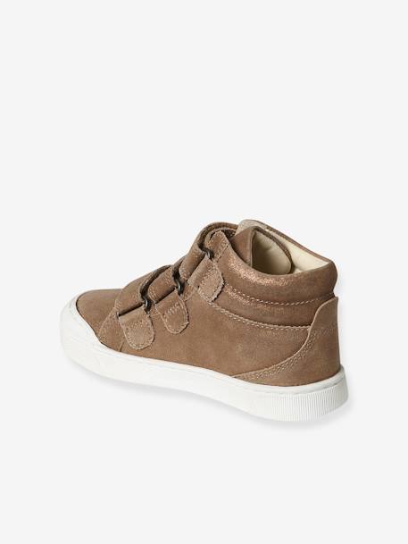 Mädchen High Sneakers, Anziehtrick beige golden+gold+marine 3