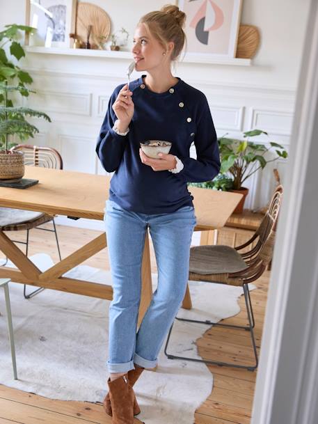 Sweatshirt, Schwangerschaft & Stillzeit - camelfarben+marine - 8