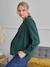 Bluse für Schwangerschaft und Stillzeit, Stehkragen mit Rüschen - tannengrün+wollweiß - 10