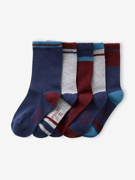 5er-Pack Jungen Socken BASICS Oeko-Tex - bordeaux+grün - 1