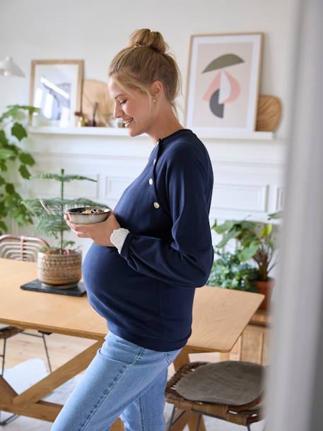 Sweatshirt, Schwangerschaft & Stillzeit - camelfarben+marine - 16