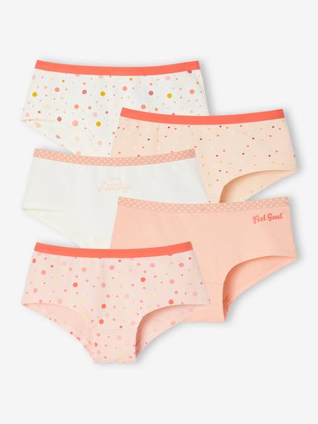 5er-Pack Mädchen Shortys, Pop-Blumen Oeko-Tex aprikose 1