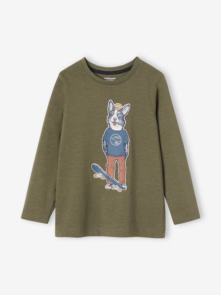 Jungen Shirt, Tiermotive Oeko-Tex BIBER karamell+gelb+HUND khaki+pfauenblau+weiß meliert 7