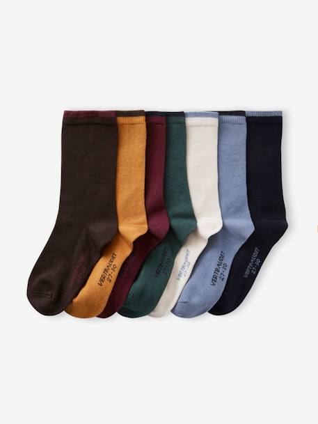 7er-Pack Jungen Socken, zweifarbig BASIC Oeko-Tex grau+grün+schokolade 5