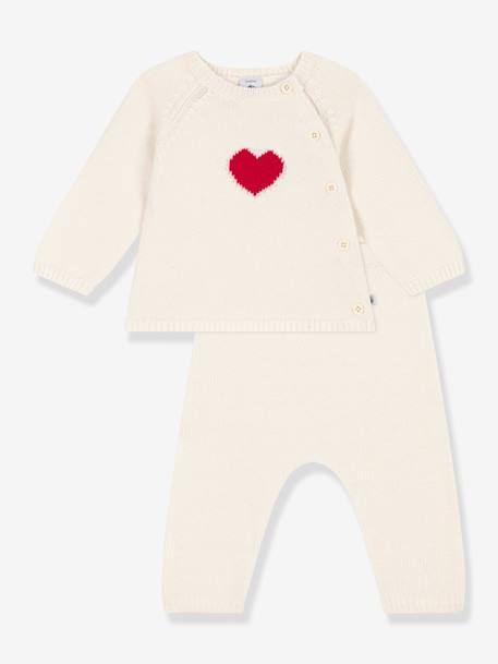 2-teiliges Baby-Set aus Strick PETIT BATEAU weiß bedruckt 2