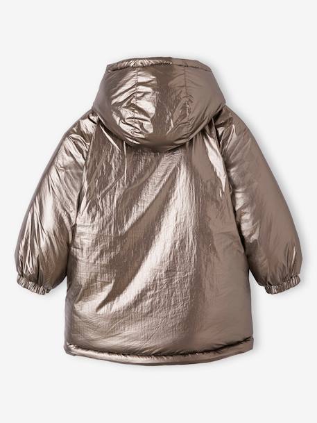 Mädchen Wende-Jacke mit Kapuze, Wattierung Recycling-Polyester silber 5