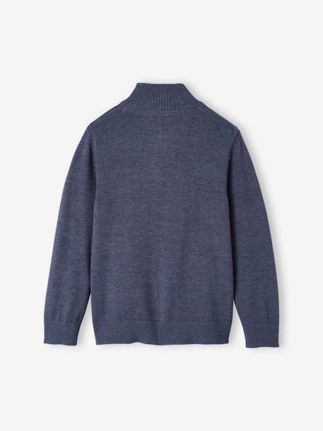 Jungen Pullover mit Stehkragen Oeko-Tex blau meliert+tannengrün 2