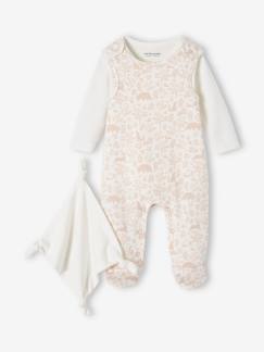 Babymode-Baby-Set: Strampler, Body & Schmusetuch, Bio-Baumwolle Oeko-Tex