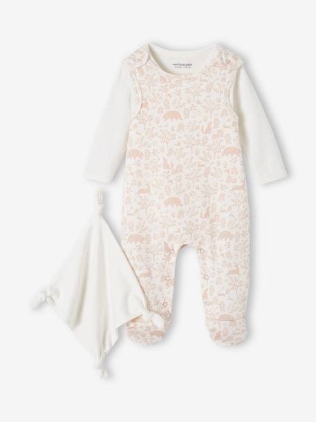 Baby-Set: Strampler, Body & Schmusetuch, Bio-Baumwolle jeansblau+pudrig rosa 9