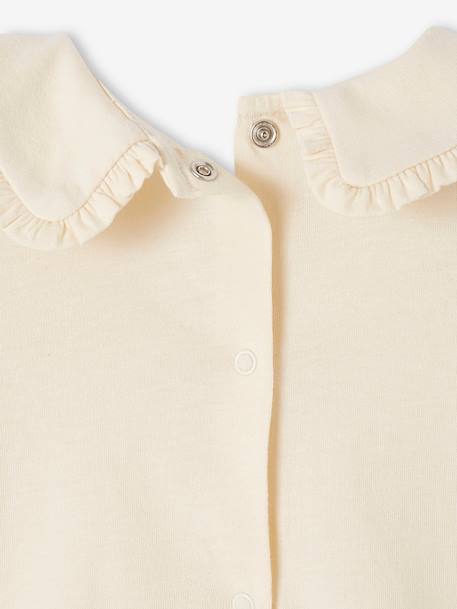 Mädchen Baby Shirt, Bubikragen mit Rüschen Oeko-Tex, personalisierbar - hellbeige - 6