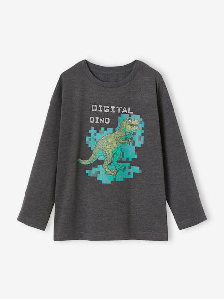 Jungen Shirt mit Dinoprint grau meliert 2