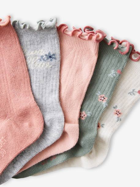 5er-Pack Mädchen Socken, Ajourstrick/Rippstrick Oeko-Tex bonbon rosa 2