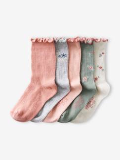 Maedchenkleidung-5er-Pack Mädchen Socken, Ajourstrick/Rippstrick Oeko-Tex