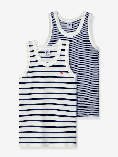 2er-Pack Jungen Unterhemden PETIT BATEAU, Bio-Baumwolle - pack blau - 1