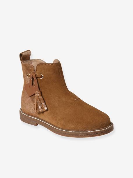 Mädchen Boots mit Anziehtrick camel+rosa 1