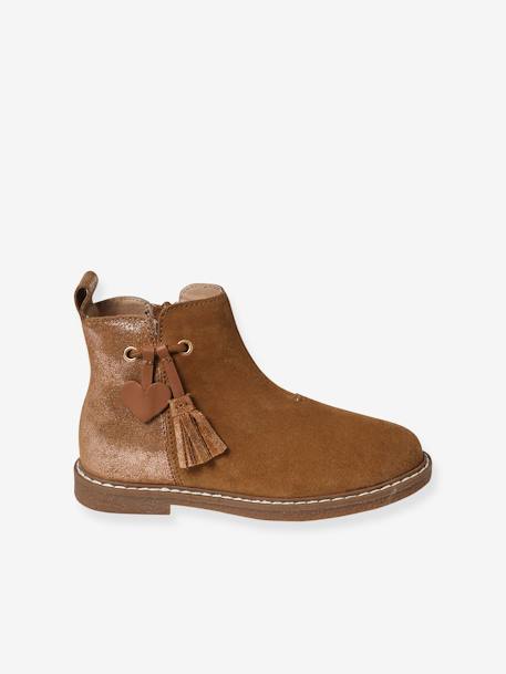 Mädchen Boots mit Anziehtrick camel+rosa 5