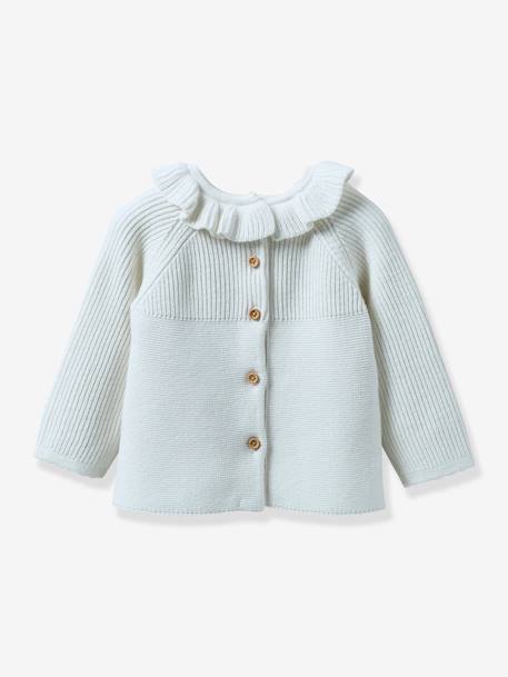 Baby Strickjacke mit Kragen CYRILLUS wollweiß 2