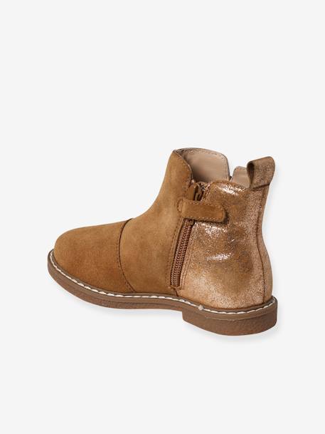 Mädchen Boots mit Anziehtrick camel+rosa 2