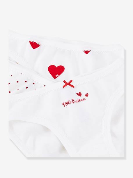 3er-Pack Mädchen Slips aus Bio-Baumwolle Oeko-Tex PETIT BATEAU weiß bedruckt herzen 3