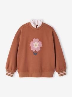 Maedchenkleidung-Mädchen Sweatshirt mit Frotteeblumen