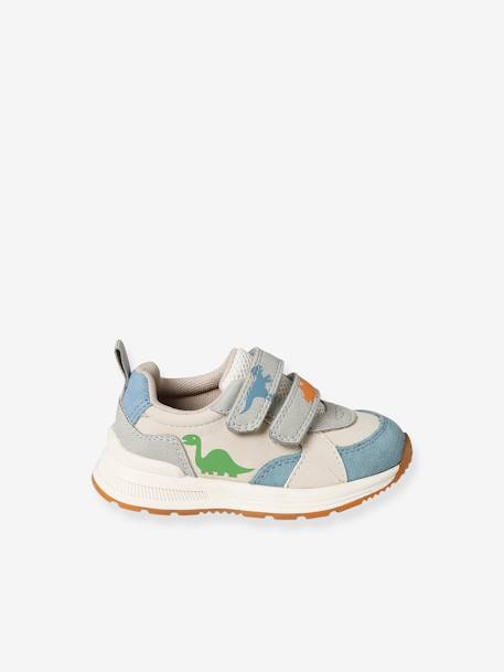 Baby Klett-Sneakers mit Dinos weiß bedruckt 2