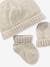 Baby-Set aus Strick: Mütze, Fäustlinge & Schühchen beige meliert+hellbraun 5