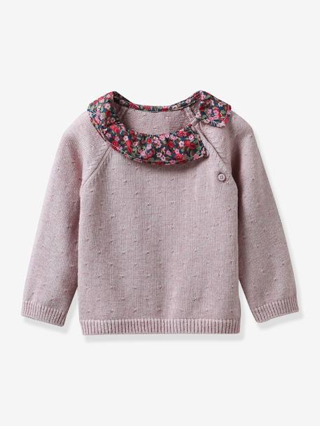 Baby Pullover mit Liberty-Kragen CYRILLUS - rosa bedruckt - 1