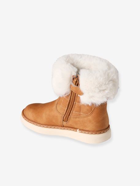 Warme Mädchen Boots mit Reißverschluss - camel - 3