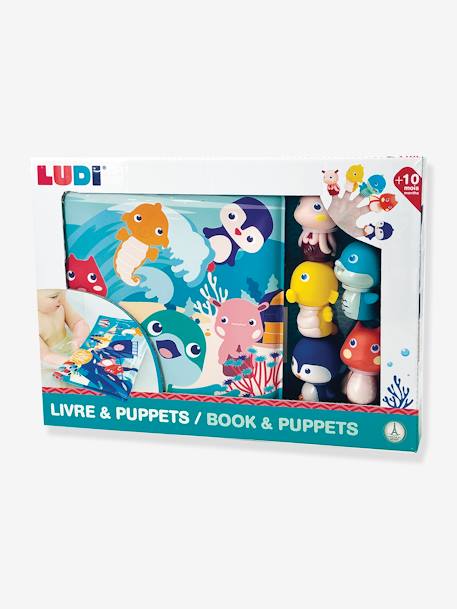 Baby Buch mit Fingerpuppen LUDI blau 5