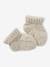 Baby-Set aus Strick: Mütze, Fäustlinge & Schühchen beige meliert+hellbraun 4