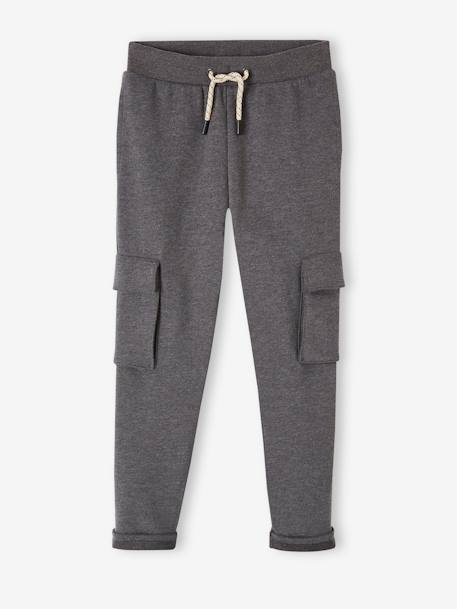 Jungen Cargo-Joggpants Oeko-Tex - grau meliert+salbeigrün - 1