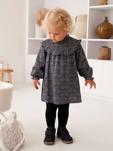 Mädchen Baby Winterkleid - dunkelblau - 1