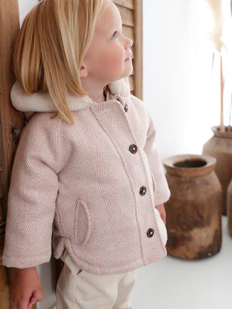 Warmer Baby Wintermantel mit Recycling-Polyester rosa 1