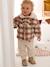 Baby Felljacke mit Recycling-Polyester beige kariert 1