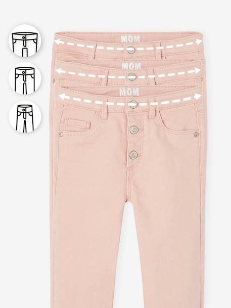 Mädchen Mom-Fit-Hose, Hüftweite SLIM nachtblau+pfirsich+pudrig rosa+tannengrün+wollweiß 12