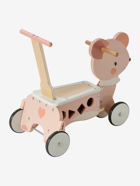 Baby 2-in-1-Rutschfahrzeug/Lauflernwagen, Holz FSC® natur+rosa 14