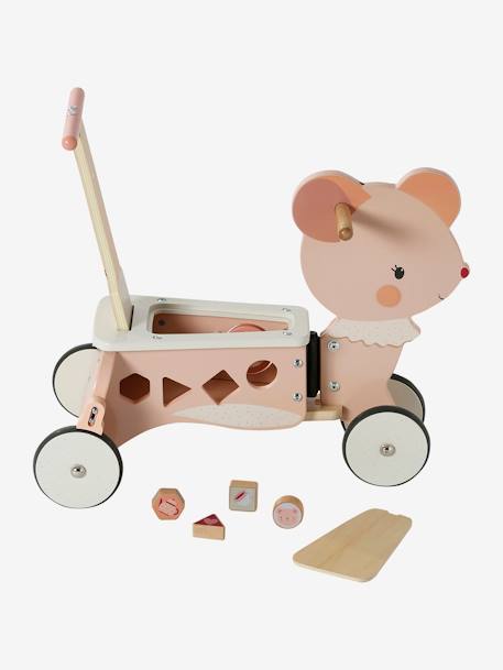 Baby 2-in-1-Rutschfahrzeug/Lauflernwagen, Holz FSC® natur+rosa 22