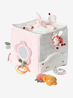 Spielzeug-Baby-Kuscheltiere & Stofftiere-Großer Baby Activity-Würfel ROSA WELT