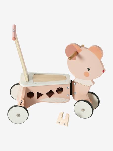 Baby 2-in-1-Rutschfahrzeug/Lauflernwagen, Holz FSC® natur+rosa 23