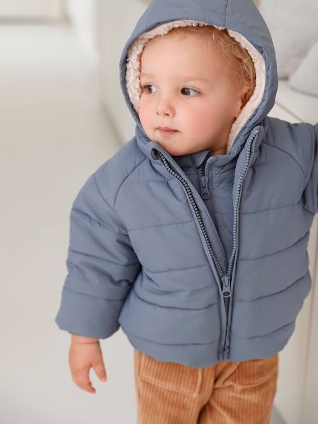 Baby Winterjacke mit abnehmbarer Kapuze, Recycling-Polyester graublau 11