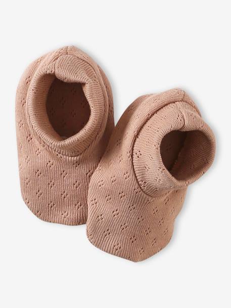 Mädchen Baby-Set aus Strick: Mütze, Fäustlinge & Schühchen Oeko-Tex - cappuccino - 5