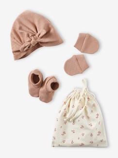 Mädchen Baby-Set aus Strick: Mütze, Fäustlinge & Schühchen Oeko-Tex -  - [numero-image]