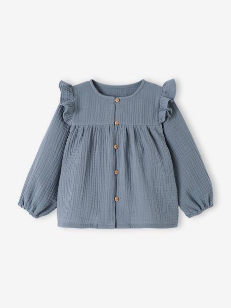 Mädchen Baby Volant-Bluse - altrosa+eisblau+himmelblau - 13