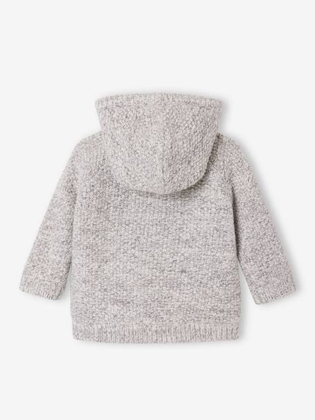 Baby Kapuzenstrickjacke mit Webpelz-Futter grau meliert 2