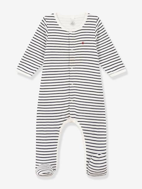 Baby 2-in-1-Strampler Bodyjama PETIT BATEAU - weiß bedruckt - 1