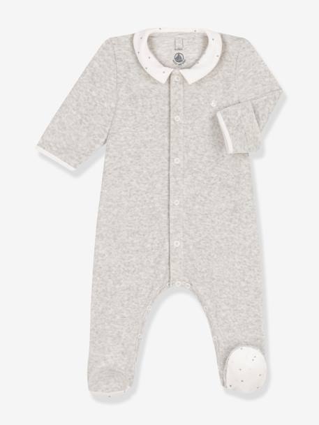 Baby Samt-Strampler PETIT BATEAU grau 1