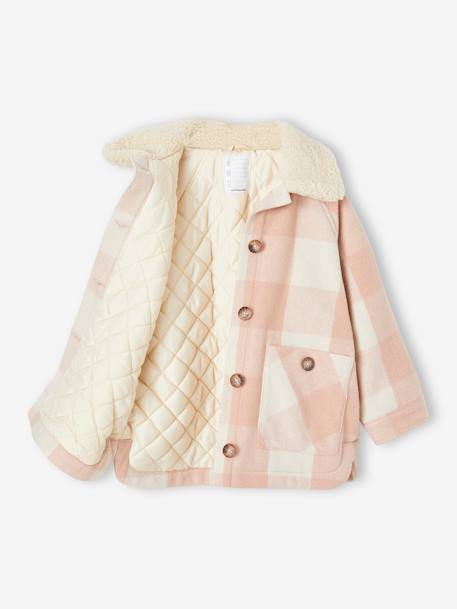 Karierte Mädchen Jacke, Overshirt braun kariert+rosa kariert 10